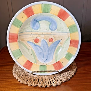 Bella Ceramica Hand Painted CORSICA Pottery Pasta Spaghetti Bowl Tulips 14" - Picture 1 of 5
