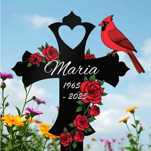 Custom Cardinal Memorial Stake, Sympathy Sign, Memorial Plaque, Grave Marker - Picture 1 of 4