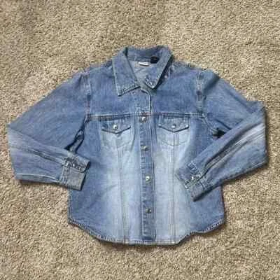 Camisa vaquera vintage Arizona lavado medio abotonada botones a presión para mujer XL Foto 1 de 4