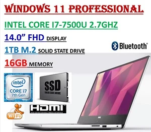 Dell inspiron 14 7000 14.0" FHD Intel i7-7500U 16GB RAM 1TB SSD Windows 11 Pro - Picture 1 of 4
