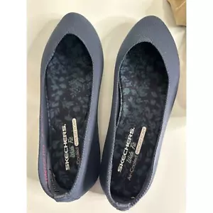 Nuovo NUOVO SENZA ETICHETTE Skechers Donna 9 blu navy punta ballerina piatta comfort camminata - Foto 1 di 10