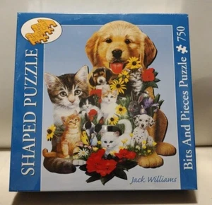 Bits And Pieces Best Friends 750 pc Dog/Cat Shaped Puzzle Jack Williams #43931 - Picture 1 of 3