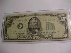 $50 1950 Federal Reserve Note ** CURRENCY AUCTIONS Printed in Chicago - Picture 1 of 4