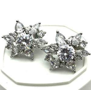Nolan Miller Life of the Party Earrings Sterling Silver Crystal Vintage - Picture 1 of 24