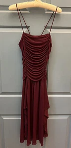 Vintage 80’s New Leaf By Samir Burgundy Cocktail Dress Semi Sheer Size 9 - Picture 1 of 12