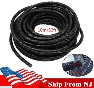 Manguera flexible de polietileno conducto de telar de alambre dividido negro 32,8 pies 1/2" para automóvil Foto 1 de 4