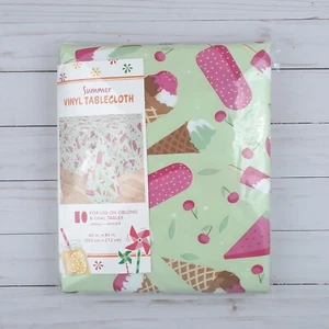 Vinyl Tablecloth 60x84 Summer Ice Cream Cones Popsicle - Picture 1 of 2