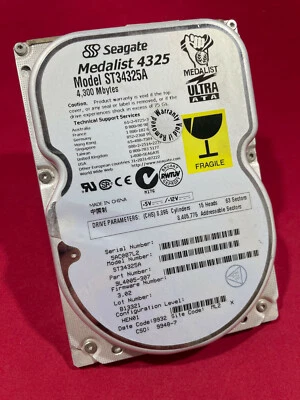 Seagate 4GB 3.5" IDE Hard Drive ST34325A Ex Acorn RISC OS Systems Tested - Image 1 of 4