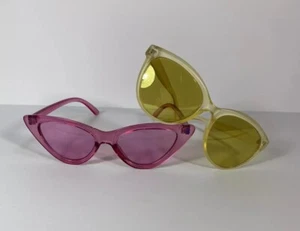 2 Youth Sunglasses - 100% UV Protection (Pink) & 9230 MCC (Yellow) Ages 14 & Up - Picture 1 of 7