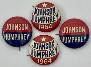 LBJ Lyndon B Johnson Hubert Humphrey Campaign Buttons Pinback 1964 - Picture 1 of 11