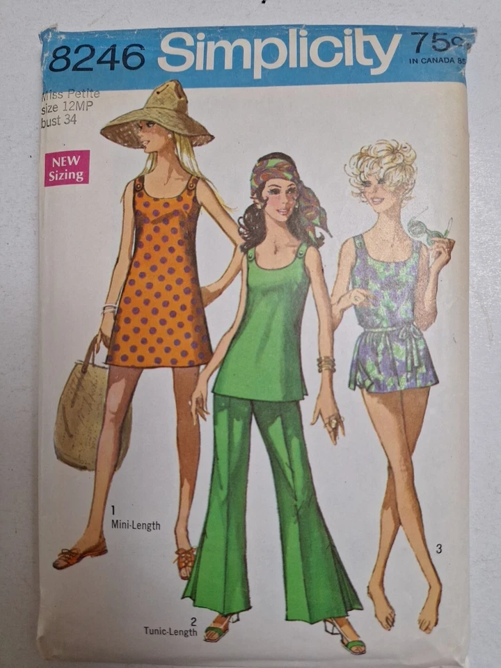 Traje de baño Vestido Túnica Pantalones Campana Parte Inferior 12 MP Simplicity 8246 Patrón de costura Foto 1 de 4