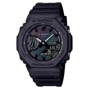 Casio G-SHOCK GA-2100RW-1A Rainbow Brick Wall Pattern Dial Ana-Digi Black Watch - Picture 1 of 2