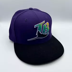 VTG Tampa Bay Rays Hat Cap Mens 7 1/8 Purple 59Fifty New Era MLB Cooperstown - Picture 1 of 7