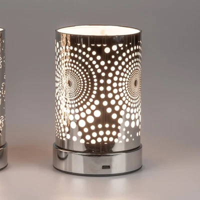 Batteria da Tavolo Cerchi Cilindro Dimmerabile H.16cm Argento Metallo FORMANO - Immagine 1 di 4