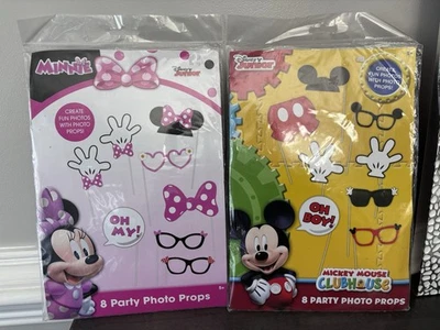 Cabina de fotos accesorios máscaras fiesta de cumpleaños Disney Junior Mickey Minnie nuevo 2 paquetes Foto 1 de 4