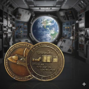 McDonnell Douglas Spacelab 1 primo appaltatore di volo vintage bronzo sfida co - Foto 1 di 4