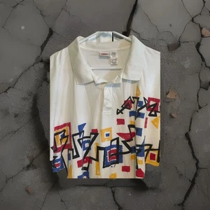 Vintage Nike Geometric Pattern Abstract Rare Polo Shirt 90’s Mens Size 2XL Crazy - Picture 1 of 12