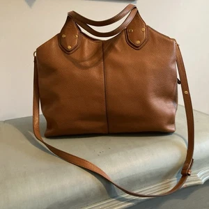 Banana Republic LARGE Bag Gold HardwareBrown Pebbled Leather Tote W/ Laptop Slv - Picture 1 of 16