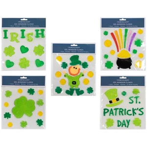 Northlight Set of 5 Double Sided St. Patrick's Day Gel Window Clings - Picture 1 of 8