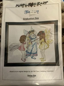Purpleheart Fantasy Graduation Day Fairy Cross Stitch Kit Design by Jan McCraw - Picture 1 of 3