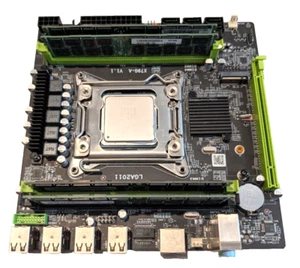 X79 ITX DTX Motherboard CPU RAM Combo LGA2011 Xeon 8c 4GHz E5-2667 V2 32GB DDR3 - Photo 1/11