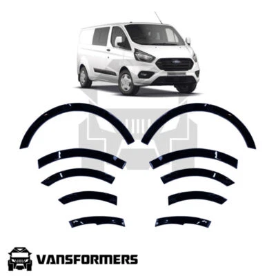 VANSFORMERS Ford Transit Custom MK1 Facelift 2018+ Wheel Arch Trims Gloss Black Fender Flare