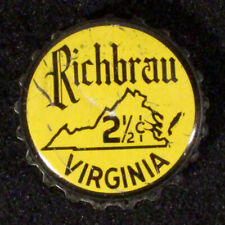 RICHBRAU 2 1/2 CENTS VA TAX CORK BEER BOTTLE CAP CROWN HOME RICHMOND VIRGINIA VA
