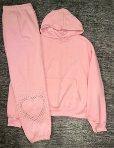 Victoria's Secret Pink Bling Hoodie Pullover + Campus Hose Set Dusty Pink L 💕 - Bild 1 von 14