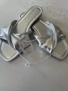 J Crew silber verdreht Twist Puff-Pantoletten Sandalen Strand BW892 Größe 6,5 neu mit Etikett $ 79 - Bild 1 von 4