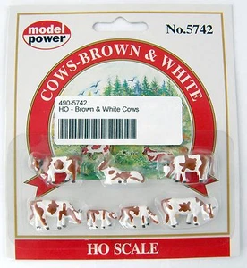 HO Scale Brown & White Cows (7) - Model Power #5742 - Picture 1 of 1