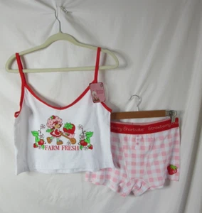 Strawberry Shortcake Cami & Boxer Short Pajama Loungewear White Size Large NWT - Picture 1 of 10