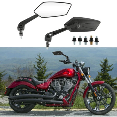 For Victory Vegas 8-Ball Hammer Motorcycle Rearview Side Mirrors Black 8/10mm - Image 1 of 4