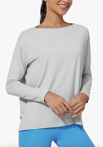 CRZ YOGA Womens UPF 50+ Lightweight Long Sleeve Workout Shirts Small, Gray - Picture 1 of 3