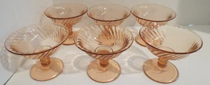 Set 6 bicchieri Sherbert alti rosa ottico ritorto in vetro imperiale Ohio champagne - Foto 1 di 12