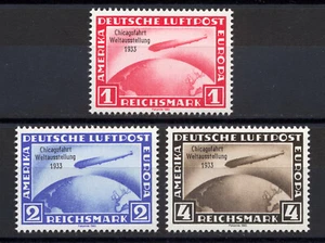 Deutsches Reich Zeppeline - Chicagofahrt - Nachdruck mit Gummi postfrisch ** - Bild 1 von 5