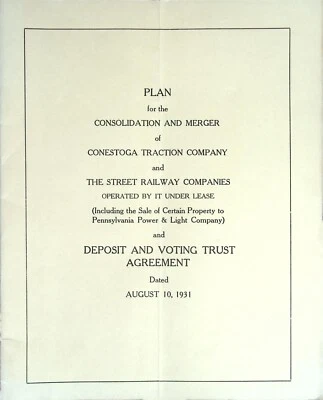 1931 Conestoga Traction Co. Merger Document - Lancaster Railway History - Image 1 of 4