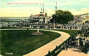 CHARLOTTE, NEW YORK, AMUSEMENT PARK GROUNDS, VINTAGE POSTCARD - Picture 1 of 2