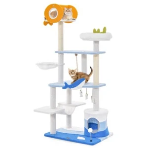 Multi-level Ocean-themed Cat Tree Tower Indoor Condo Sisal Covered Scratch Post - Picture 1 of 10