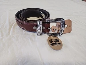 NEU MIT ETIKETT HERREN LEJON PICKETT VINTAGE BISON WESTERN LEDER GÜRTEL 6243 GRÖSSE 36 SADDLE - Bild 1 von 5