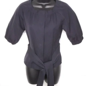 BANANA REPUBLIC Size 0 Navy Short Sleeve Snap Front Top Wool Spandex NEW NWT - Picture 1 of 11