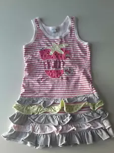 Naartjie Toddlers Girls Sz 5 Strawberry Summer Tank Dress Striped Pink Cotton - Picture 1 of 6