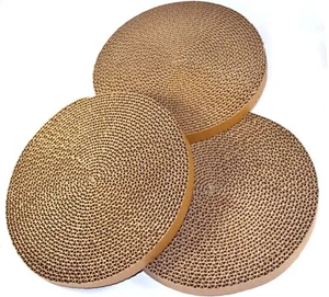 3-Pack Round Cat Scratcher Refill 10" Scratch Pads Circular Cardboard Insert - Picture 1 of 8