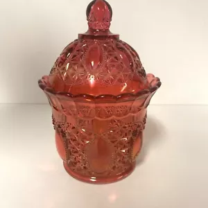 Vintage Imperial Perlen Juwel Preiselbeere Glas bedeckt Bonboniere Glas - Bild 1 von 8