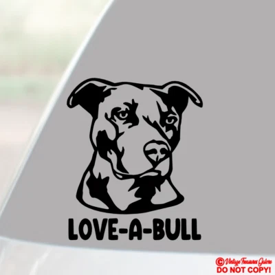 LOVE A BULL PITBULL Vinilo Calcomanía Adhesiva Coche Ventana Parachoques PERRO CACHORRO ANIMAL MASCOTA Foto 1 de 2