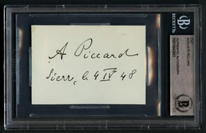 Auguste Piccard Firmado Autógrafo Automático Corte 2x3 Inventor y Explorador BAS Losa - Imagen 1 de 1