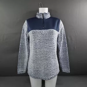 Athletic Works Fleece Jacket Medium Blue Teddy Bear Thick Cozy 1/4 Zip Basic - Picture 1 of 12