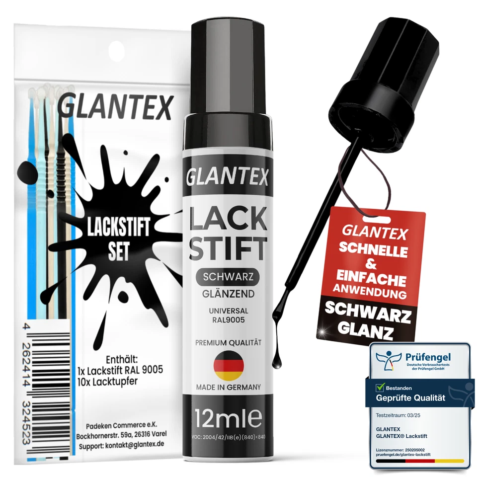 Profi Lackstift Schwarz glänzend Set Lacktupfer Auto Kratzerentferner Lack Felge - Bild 1 von 4