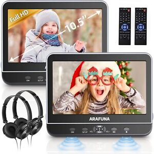 10.5" Dual Portable DVD Player with HDMI Input, Arafuna Car Black 