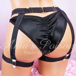 Ania's Riemen Metallclip Sissy Maid weiß schwarz rosa Strumpfband Hosenträger Gürtel - Bild 1 von 12