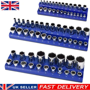 3PCS Magnetic Socket Organizer Storage Holder Tool 1/4" 3/8" & 1/2" Drive Metric - Picture 1 of 14